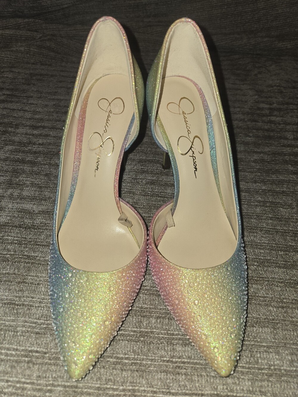 Jessica Simpson Pastel Rainbow Glitter Pointed Pumps
